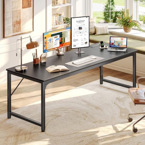 PRAISUN 70 x 24 Inch Computer Desk with Power Outlets & USB-C, Black