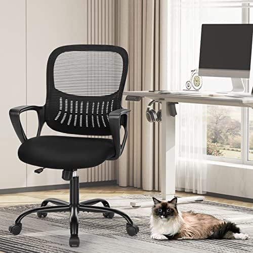 Sweetcrispy Home Office Chair, Mesh Office Chair, Lumbar Support, Black