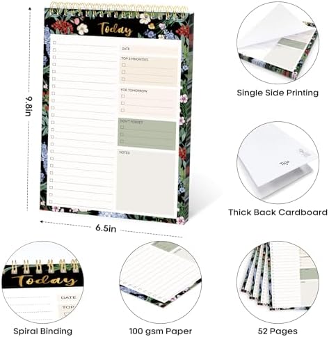 Taja To Do List Notepad, Undated Daily Planner for Work and Goal Setting