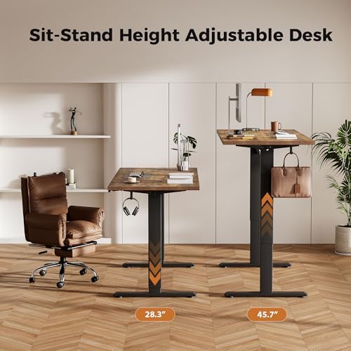 Agilestic Electric Height Adjustable Standing Desk, 48 Inch, Rustic Brown