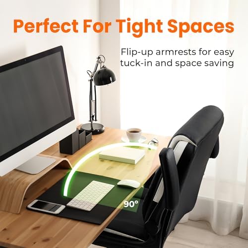 NEO CHAIR PU Leather Office Desk Chair with Adjustable Arms, Black White