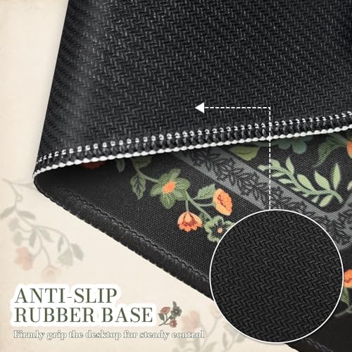 iCasso Aesthetic Small Mouse Pad, 9.5x7.9in,Home Office, Black Floral