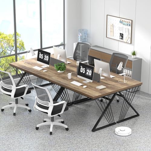 FOLUBAN Computer Desk, Modern Home Office Desk, Wood and Metal Study Writing Gaming Table for Bedroom Living Room, Rustic Oak, 53 Inch