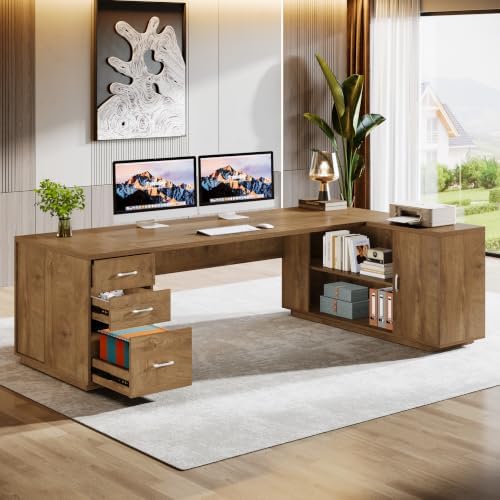 Tribesigns 86" L-Shaped Executive Office Desk, Extra Large Home Office Desk