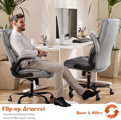Sweetcrispy Office Desk Chair, Heavy Duty Computer Chair, PU Leather