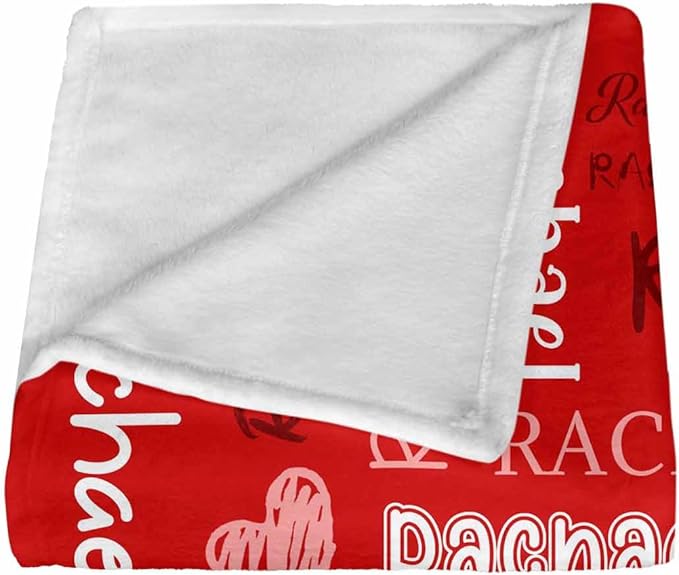 Custom Name Blanket for Kids Adults Personalized Baby Blanket with Name for Girls Boys Red Heart Personalized Christmas Birthday Gifts for Kids Women Mom