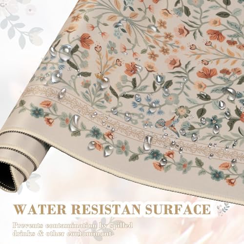 iCasso Aesthetic Desk Mat,31.5x11.8in Mouse Pads,Beige Floral