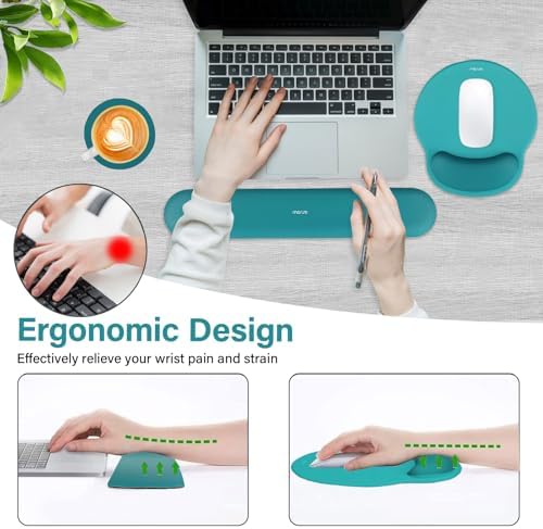 MOSISO Wrist Rest Support for Mouse Pad&Keyboard Set, Teal Green