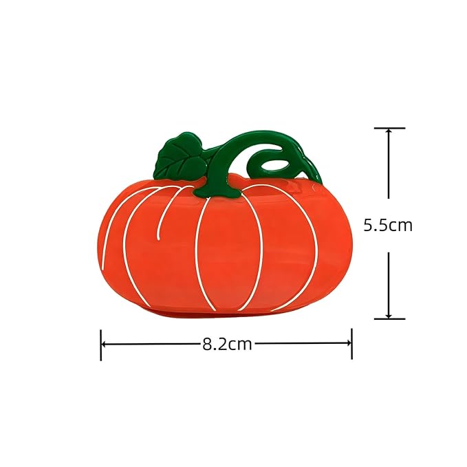 Cute Pumpkin Hair Clips for Women Fall Hair Claw Clips Vegetable Jaw Clips | Orange Pumpkin Hair Clamp with Lines Leaf Thanksgiving Day Hair Barrettes Autumn Winter Daily Holiday Hairstyle Accessory