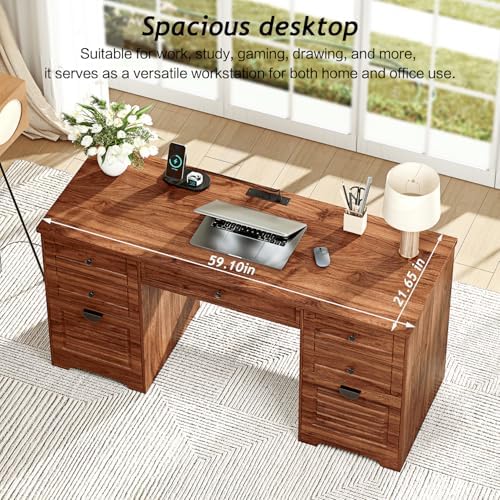 Ieejdn 59" Home Office Desks, Executive Desk,DK-302HT03