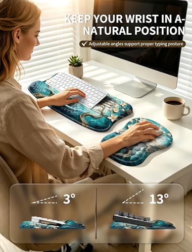 Ergonomic Keyboard Stand, Wrist Rest & Mouse Pad, Memory Foam Wrist Support
