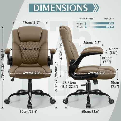 Leather Office Chair, PU Home Computer Desk Chairs with Ergonomic Back Support, 360°Swivel Free，Small Gaming Chair with Wheels and Adjustable Armrests, for Short People Use