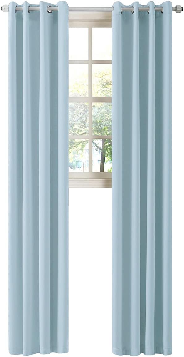 LA PALMA Thermal Insulated Blackout Darkening Grommet Living Room Curtains Window Drapes for Bedroom Pack of 2 Panels