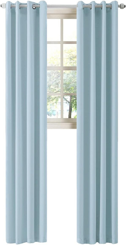 LA PALMA Thermal Insulated Blackout Darkening Grommet Living Room Curtains Window Drapes for Bedroom Pack of 2 Panels