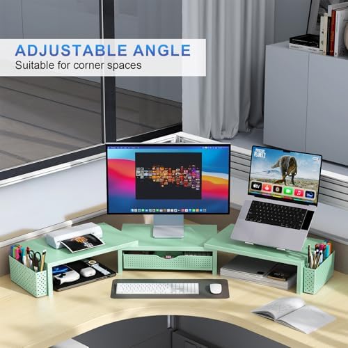 gianotter Dual Monitor Stand Riser With Drawer and 2 Pen Holders