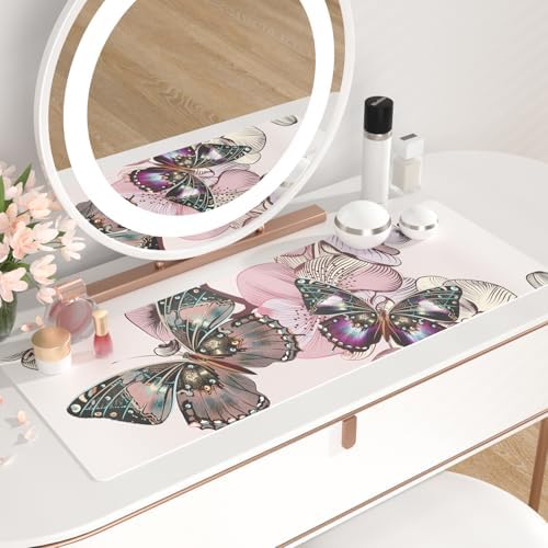 QiyI PU Leather Large Mouse Pad, Office Decor, 31.5" x 11.8", Butterflies