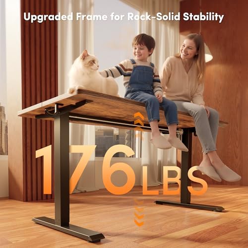 FEZIBO Standing Desk 63 × 28 Inch Electric Height Adjustable, Rustic Brown