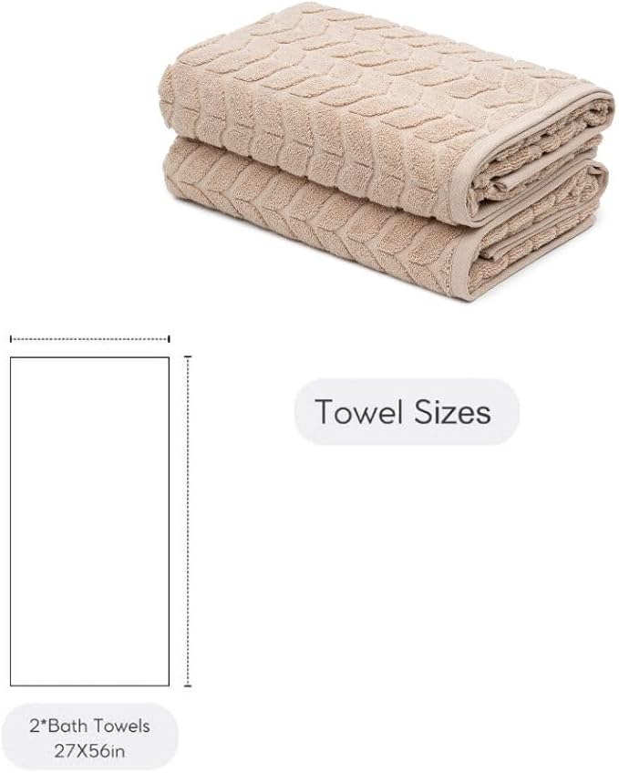 Turkish Cotton Ultra-Soft Plush Absorbent Quick Dry Bathroom Towel Set, Made in Turkey (Sand Beige, 2 pcs Bath Towel Set)