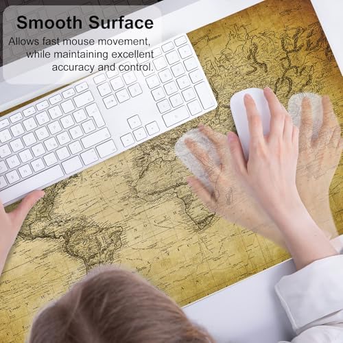 QiyI PU Leather Large Mouse Pad, Office Decor, 31.5" x 15.7", World Map
