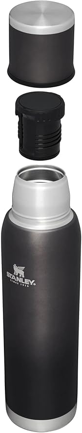 Stanley Adventure-To-Go Vacuum Bottle 1.4 qt | Wide Mouth with Leakproof Cup Lid | Keep Drinks Hot or Cold | Packable for Travel | Insulated Stainless Steel Thermal Bottle | BPA-Free | Charcoal Glow