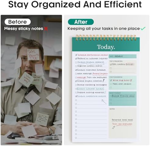 Taja To Do List Notepad, Undated Daily Planner for Work and Goal Setting