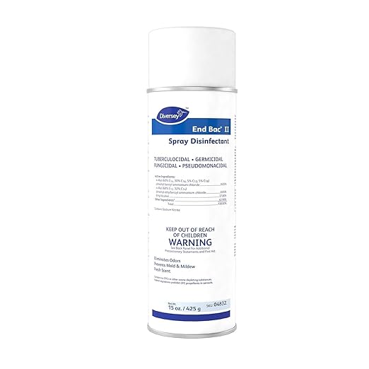 Diversey 04832 End Bac II Spray Disinfectant, Eliminates Odors & Prevents Mold & Mildew, Fresh Scent, Aerosol, 15-Ounce