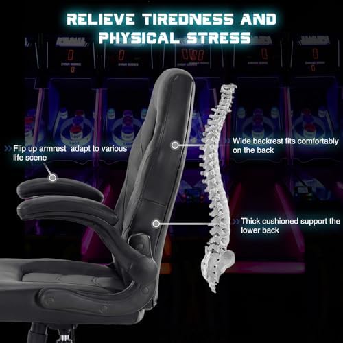Sweetcrispy Computer Gaming Chair, Home Office Desk Chair, PU Leather
