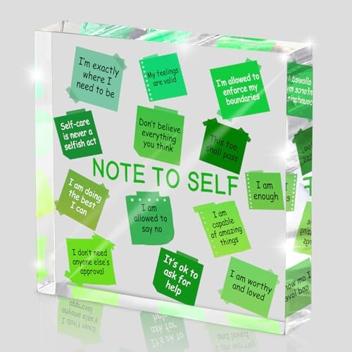 Motivational Office Decor - 4x4 inch Acrylic Sign, Green Desktop Decoration, Printed with Motivational Quotes, Perfect Wellness Gift for Positive Workspace, Gift for Women
