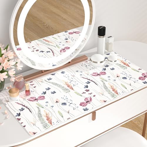 QiyI PU Leather Large Mouse Pad, Office Decor, 31.5" x 15.7", Wildflowers