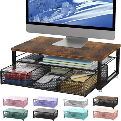 gianotter Computer Monitor Stand Riser with Drawer