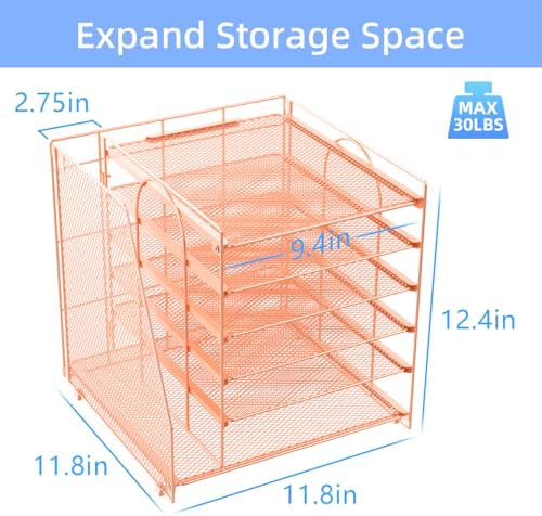 gianotter 6-Tier Paper Organizer With Magazine Holder (Rose Gold, 6-Tier)