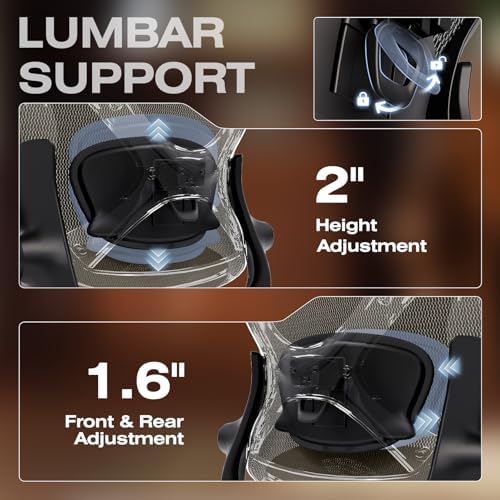ELABEST X100 Ergonomic Mesh Office Chair with Footrest, Big and Tall Home Desk Chair with 5D Flip-Up Arms, Adjustable 3D Lumbar Support, Gaming & Executive Computer Chair (Coffee Break)