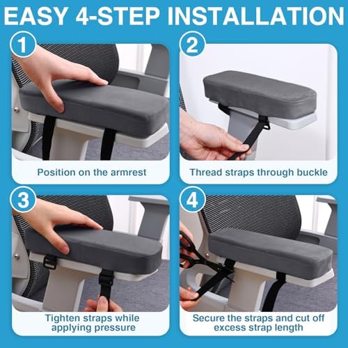 Smiry Memory Foam Office Chair Armrest Pads, Non-Slip Armrest Cushion