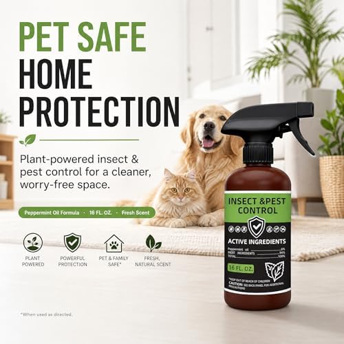 Peppermint Oil Insect Repellent Spray, Natural Indoor & Outdoor Bug Deterrent for Ant, Roach, Spider, Fly, Flea, Bug, Rodent, Mouse Home & Kitchen Pest Control, Pet and Family Safe 16 oz