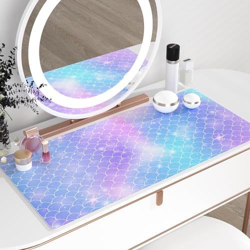 QiyI PU Leather Large Mouse Pad, 31.5" x 15.7", Gradient Fish Scales