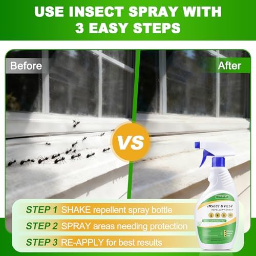 Peppermint Oil Insect and Pest Repellent Spray, 16 OZ Insect Repellent Spray for Ants, Spiders, Cockroaches, Mosquitoes, Indoor & Outdoor Bug Repellent for Insects, Plant-Based Formula