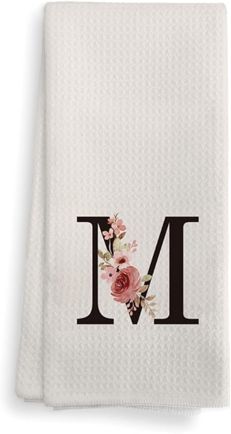Kitchen Towel, Personalized Gifts Mode Monogram Letter M Kitchen Towel for Kitchen Dinning Bathroom, Christmas Birthday Gifts for Women, Kitchen Towels and Dishcloths Sets 16×24 Inches