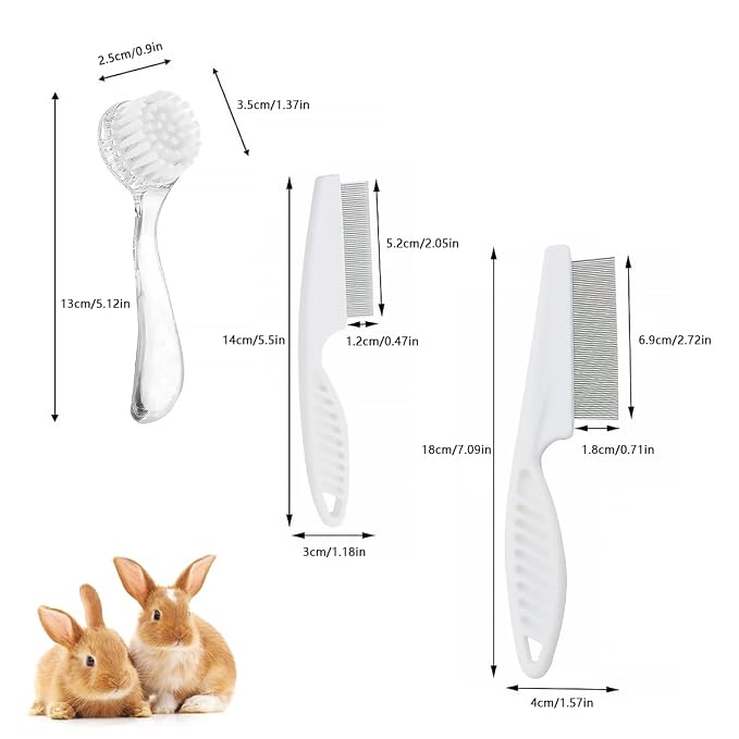 6 Pack Small Animal Brush, Soft Bath GroomingTool with Lid for Hamster, Cat | Keeps coat shiny and healthy. Removes dander and debris. Includes storage lid to keep brush clean.