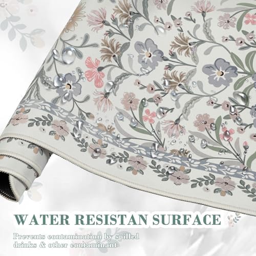 iCasso Aesthetic Desk Mat,31.5x11.8in Mouse Pads, Gray Floral