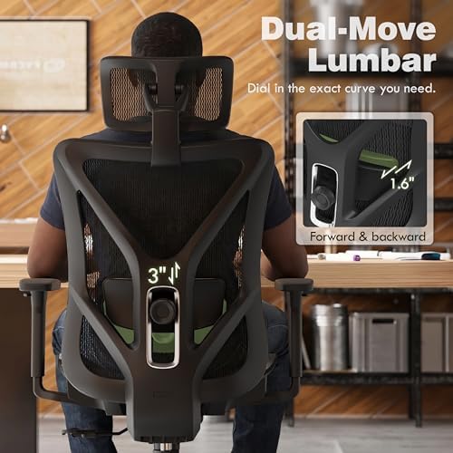 ELABEST Mesh Office Chair,Ergonomic Computer Desk Chair,Sturdy Task Chair- Adjustable Lumbar Support & Armrests,Tilt Function,Comfort Wide Seat,Swivel Home Office Chair (Onyx)