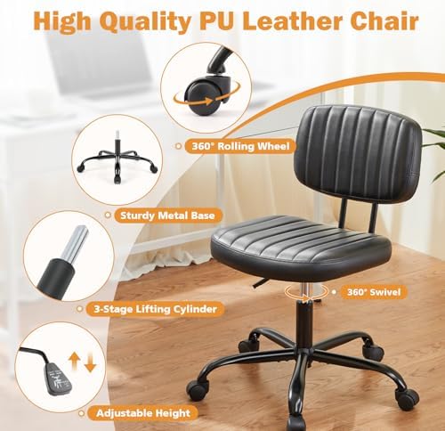 Sweetcrispy Office Desk Chair, Small Home Vanity Chair, Lumbar Support