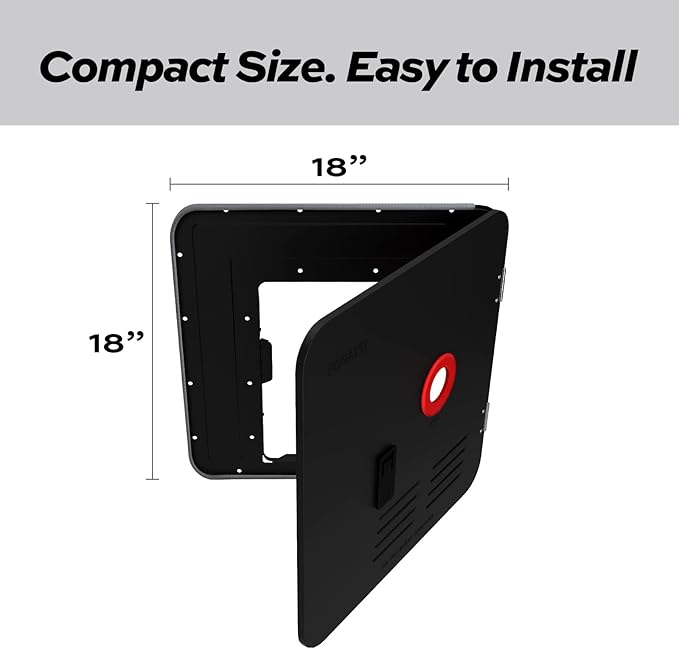 FOGATTI 18" x 18" RV Water Heater Door, Black Replacement Door Kit Compatible with FOGATTI Tankless RV Water Heaters, Door Only