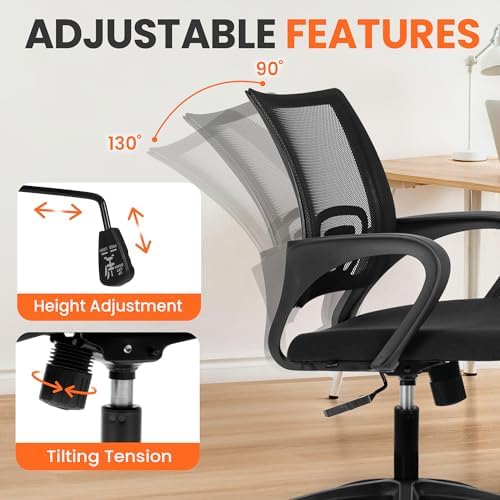 NEO CHAIR Office Computer Chair Ergonomic Mid-Back Mesh Desk Chair, Black