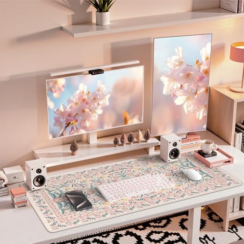 iCasso Desk Mat,Mouse Pad for Office Desk,35.4x15.7in,Pink Floral