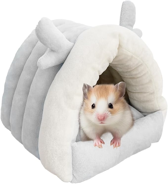 Guinea Pig Hideout, Warm Bed for Guinea Pig,Rabbits, Chinchillas, Guinea Pig Bed, Cozy Small Animal Winter Shelter (Gray, Small)