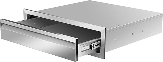 Outdoor Kitchen Drawers Stainless Steel 24W X 6.5H X 23D Inch, Flush Mount Single BBQ Island Drawers with Hidden Handle for Outdoor Kitchens, Patio or Grill Station