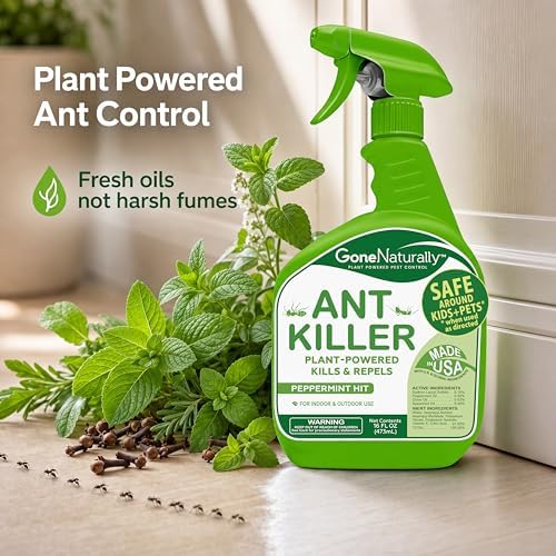Ant Killer – Indoor & Outdoor Ant Killer Spray for Carpenter, Pavement & Little Black Ants – Peppermint Oil Ant Spray & Ant Repellent for Home – Safe Around Kids & Pets (16oz)