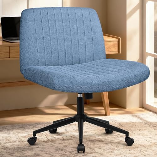Orange Factory Criss Cross Chair, Wide Wheel Vanity Seat, Blue Dual Base