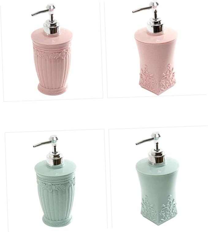 Emulsion Pump Press Bottle Refillable Square Shampoo and Lotion Dispenser Eco-Friendly Portable Container Light Blue for Home Use