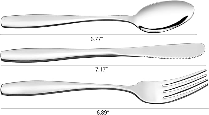 3-Piece Stainless Steel Picnic Cutlery, Portable Silverware Set for Work, Travel Utensil Set w/Case, 4-Pack